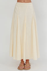Morning Lights Godet Maxi Skirt Cream