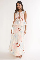 Salty Sea Front Tie Bow Top Floral