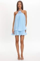 Major Crush Pleated Mini Dress Blue
