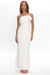 Amellia Off-Shoulder Rosette Maxi Dress White