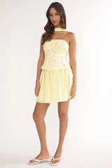 Sunset Serenade Embellished Strapless Top Yellow