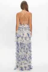 Cambridge Accordion Pleat Corset Dress Blue