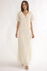 Sera Lane Crochet Maxi Skirt Cream