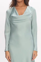 Cecilia Long Sleeve Drape Back Maxi Dress Sage
