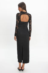 Lucha Lace Sleeve Maxi Dress Black