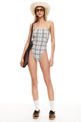 LIONESS Gigi One Piece Beige Plaid