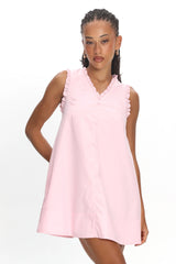 Marava Frill Trim Baby Doll Mini Dress Rosewater