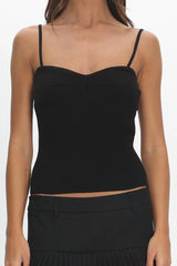 Prudence Ribbed Knit Cami Top Black