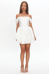Lusting Off Shoulder Mini Dress White