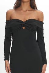Oliana Twist Bust Maxi Dress Black