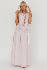Salty Sea Side Bow Maxi Skirt Blush Stripe