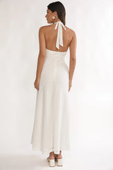 Beaucoup Lace Overlay Halterneck Maxi Dress Cream