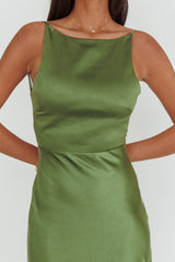 Helsi Low Back Lace Insert Maxi Dress Forest Green