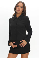 Marsha Button Front Crop Jacket Black
