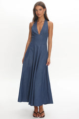 Riga Halterneck Maxi Dress Light Blue