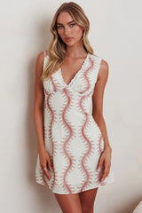 Ashtan Lace Trim Open Back Mini Dress Print Oat
