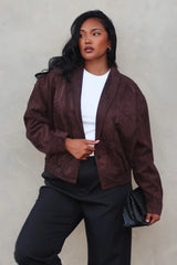 Rampage Faux Suede Blouson Jacket Chocolate