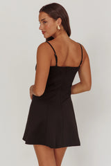 Keiosha Pleated Sweetheart Neckline Mini Dress Black