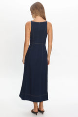 Love's Embrace Button Front Maxi Dress Indigo