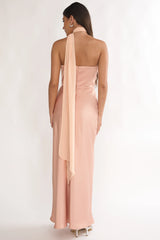 Merisalyn Strapless Scarf Maxi Dress Apricot