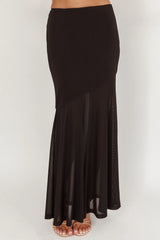 Somewhere New Half Sheer Maxi Skirt Black