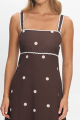 Teena Square Neckline Maxi Dress Print Chocolate