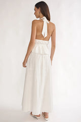 Under The Moons A-Line Maxi Skirt White