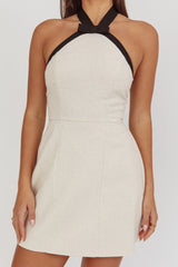 Lady Bow Halterneck Mini Dress Oat