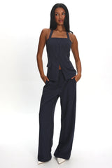 Renee Wide Leg Pants Pinstripe Navy