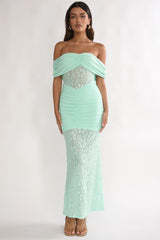 Silver Moon Off-Shoulder Maxi Dress Floral Mint
