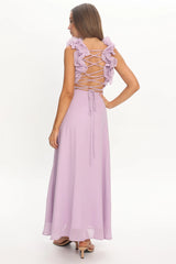 Eloquent Lace-Up Back Maxi Dress Lilac