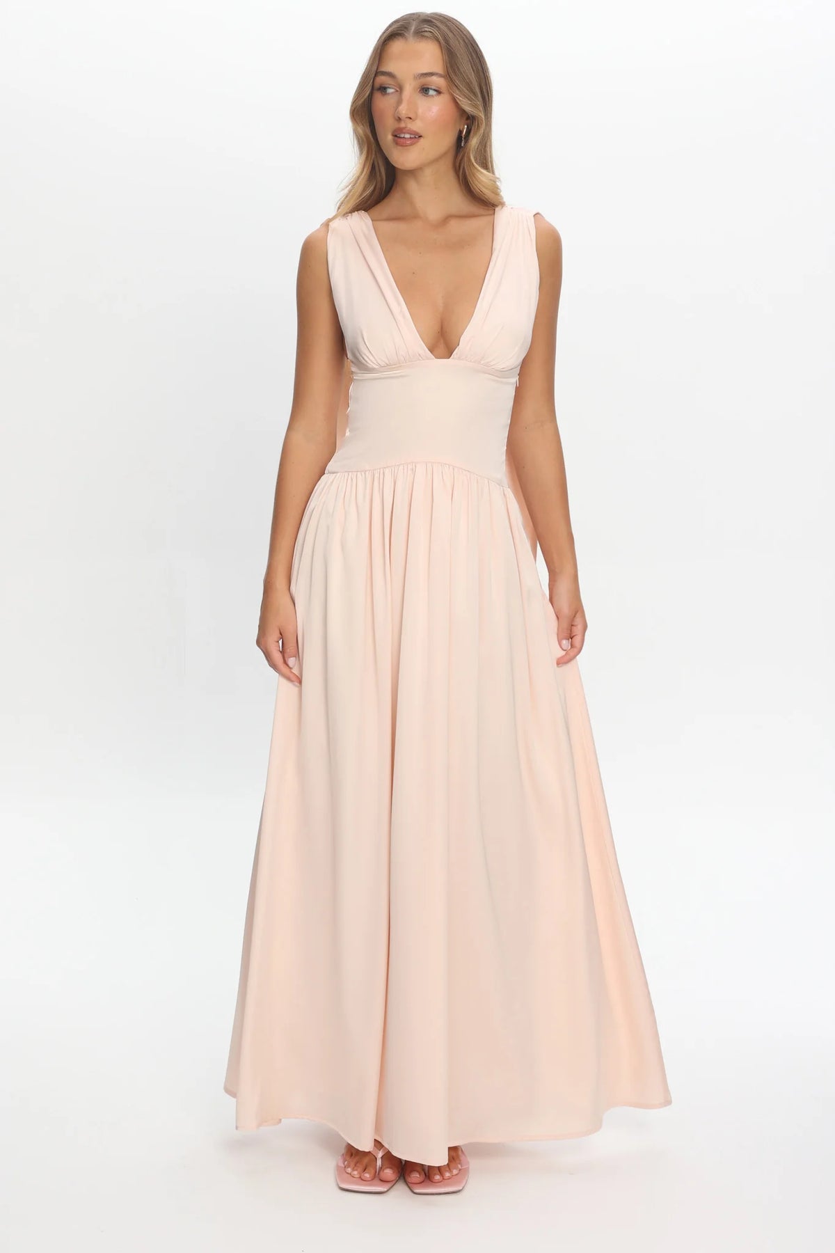 Lorienne Shoulder Sash Maxi Dress Pearl