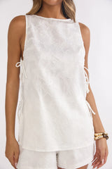 Honeykiss Tie Side Top White