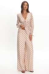 Anessa Straight Leg Pants Polka Dot Cream