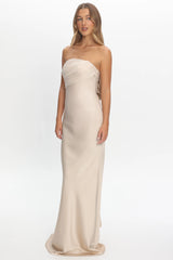 Iyeciz Strapless Maxi Dress Champagne
