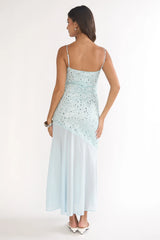 Gilded Dream Chiffon Hem Maxi Dress Sequin Sage