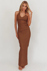 Always Ready Side Split Maxi Skirt Chocolate