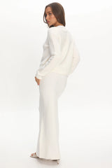 Autumn Breeze Knit Maxi Skirt Off White
