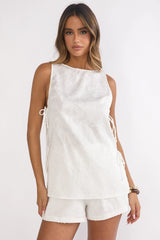 Honeykiss Tie Side Top White