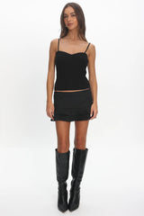 Prudence Ribbed Knit Cami Top Black