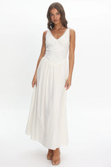Siena Lace Bodice Maxi Dress White