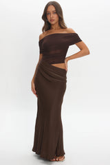 Lorely Off-Shoulder Midi Dress Chocolate